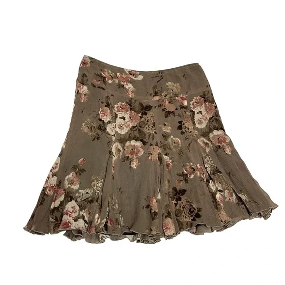 Vintage Jacob A line floral mini Skirt size 7/8 brown floral - Picture 15 of 15